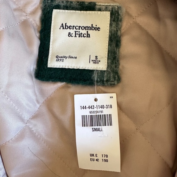 Abercrombie & Fitch Winterized Wool-Blend Shirt Jacket Green Plaid Small - Picture 2 of 9